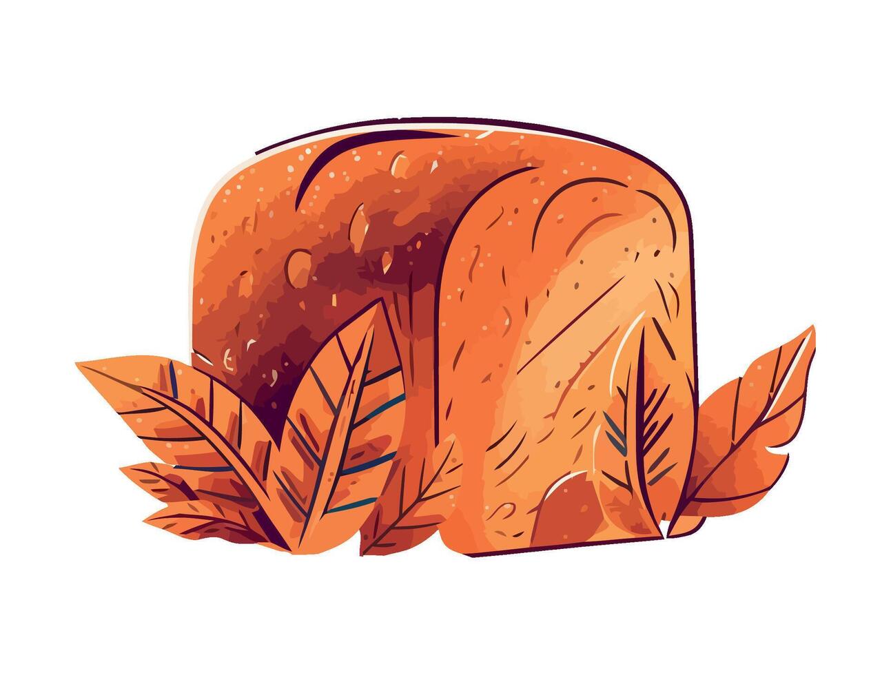 Dry leaves, and fresh bread whole icon isolated vector