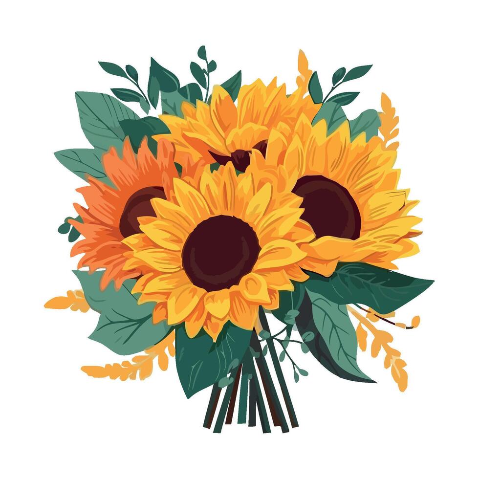 sunflower bouquet symbolizes beauty in nature icon isolated vector
