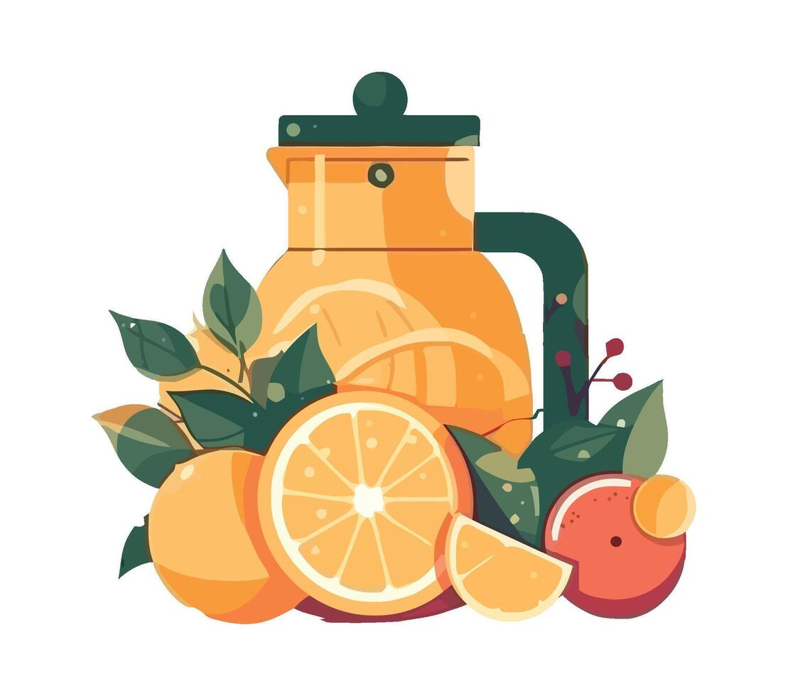 Fresh citrus fruits in a glass bottle icon isolated vector