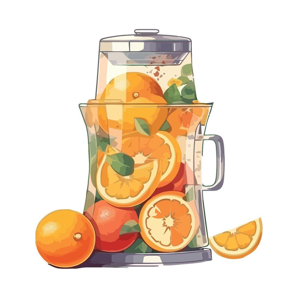Juicy citrus fruits in a refreshing cocktail drink icon isolated vector