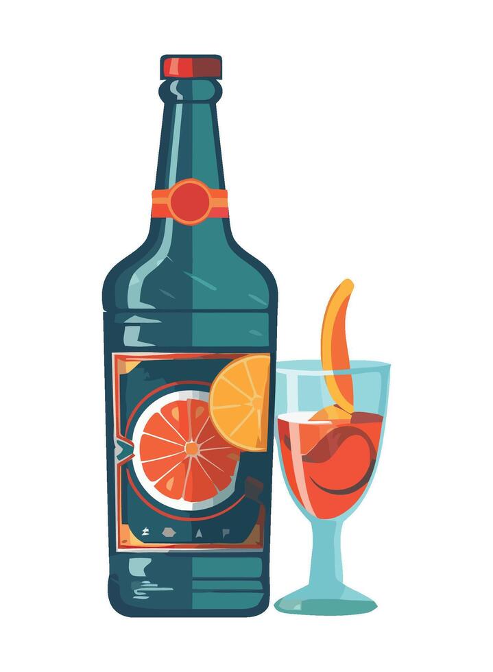 Fresh cocktail with fruit and ice cubes icon isolated vector