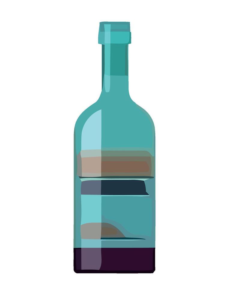 Wine bottle icon on flat blue backdrop isolated vector