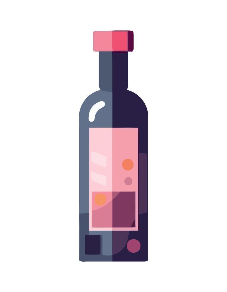 Wine bottle illustration, flat design isolated icon vector