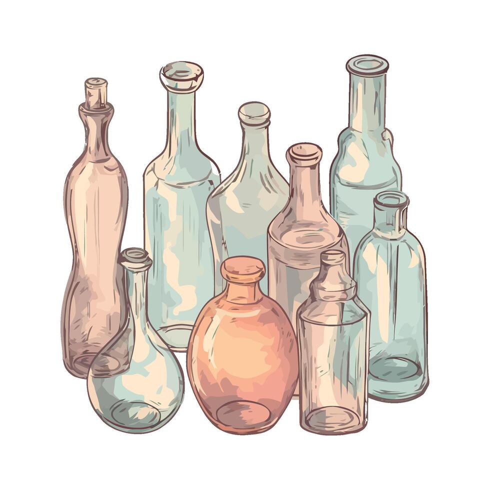wine bottles, celebration party, sketch icon isolated vector