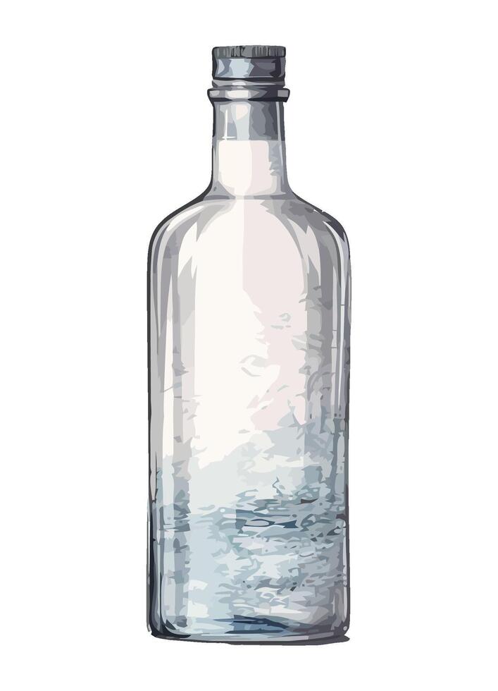 Transparent glass bottle fresh purified water icon isolated vector
