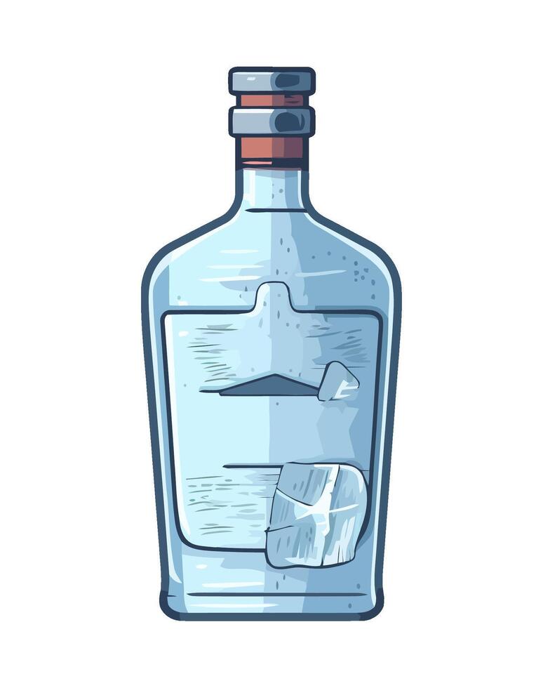 Refreshing drink in a glass bottle design icon isolated vector