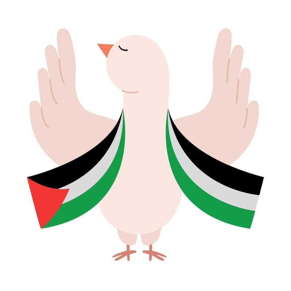 palestine peace dove flag illustration design vector