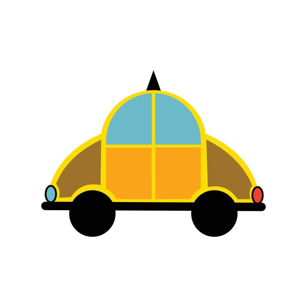car vehicle icon image illustration design orange and yellow color tone. Side view cartoon taxi icon. Vehicle inspiration. Basic element design transportation vector