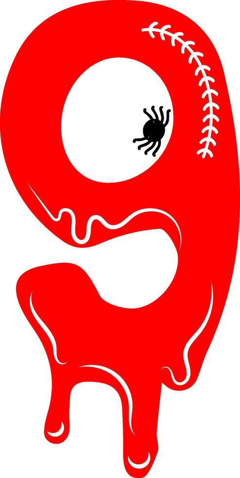 Red Numerical figures in bloody halloween template design graphics vector