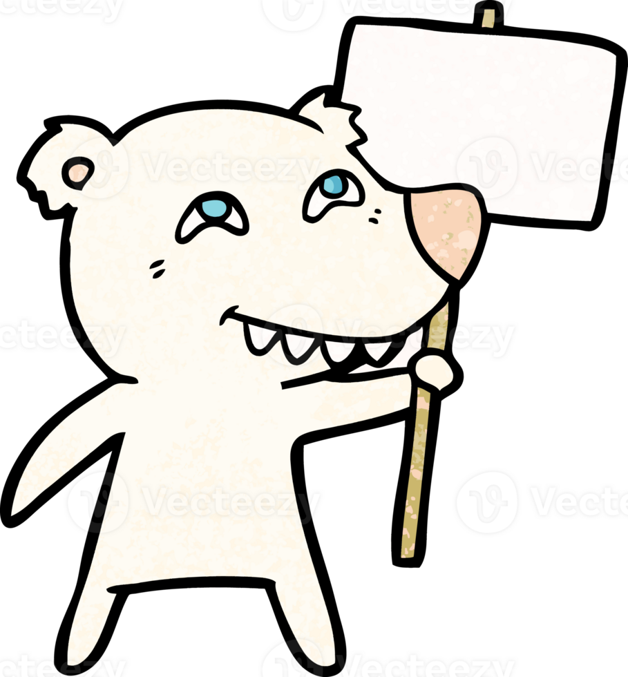 cartoon polar bear showing teeth drawing png