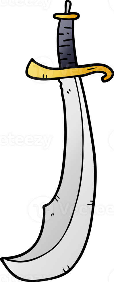 cartoon curved sword drawing png