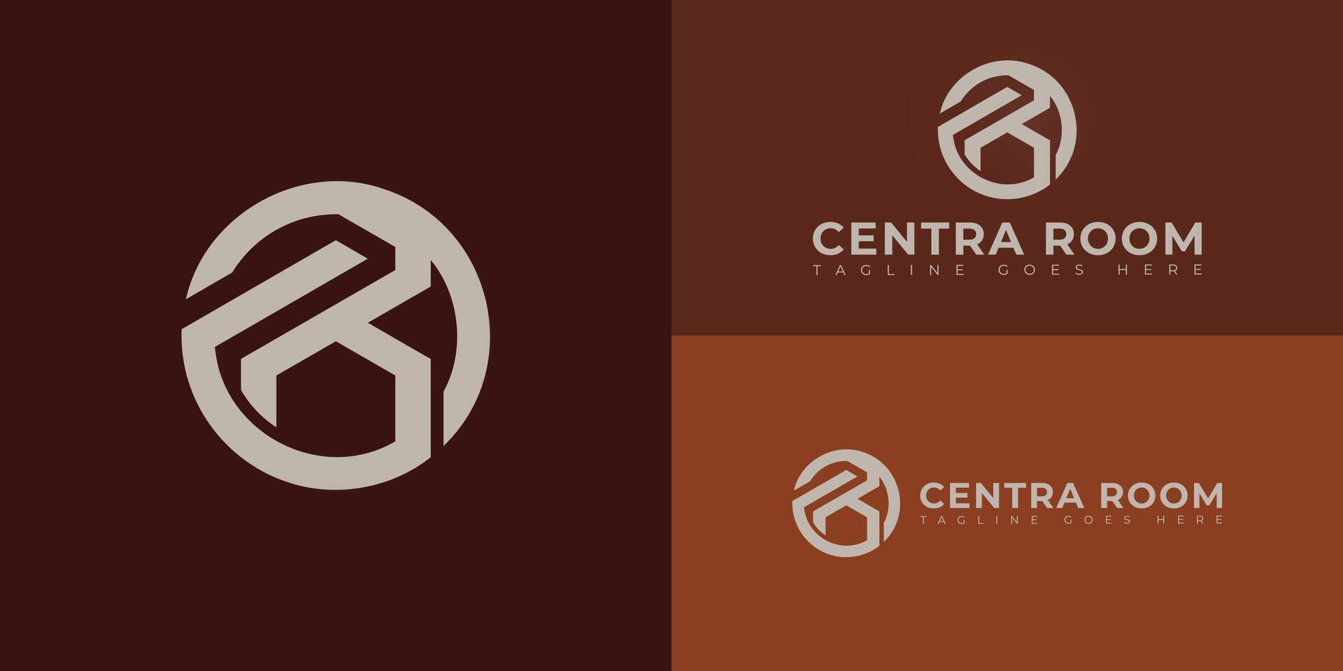Abstract initial circle letter CR or RC logo in gold color isolated on multiple background colors. The logo is suitable for hotel cleaning service logo design illustration inspiration templates vector