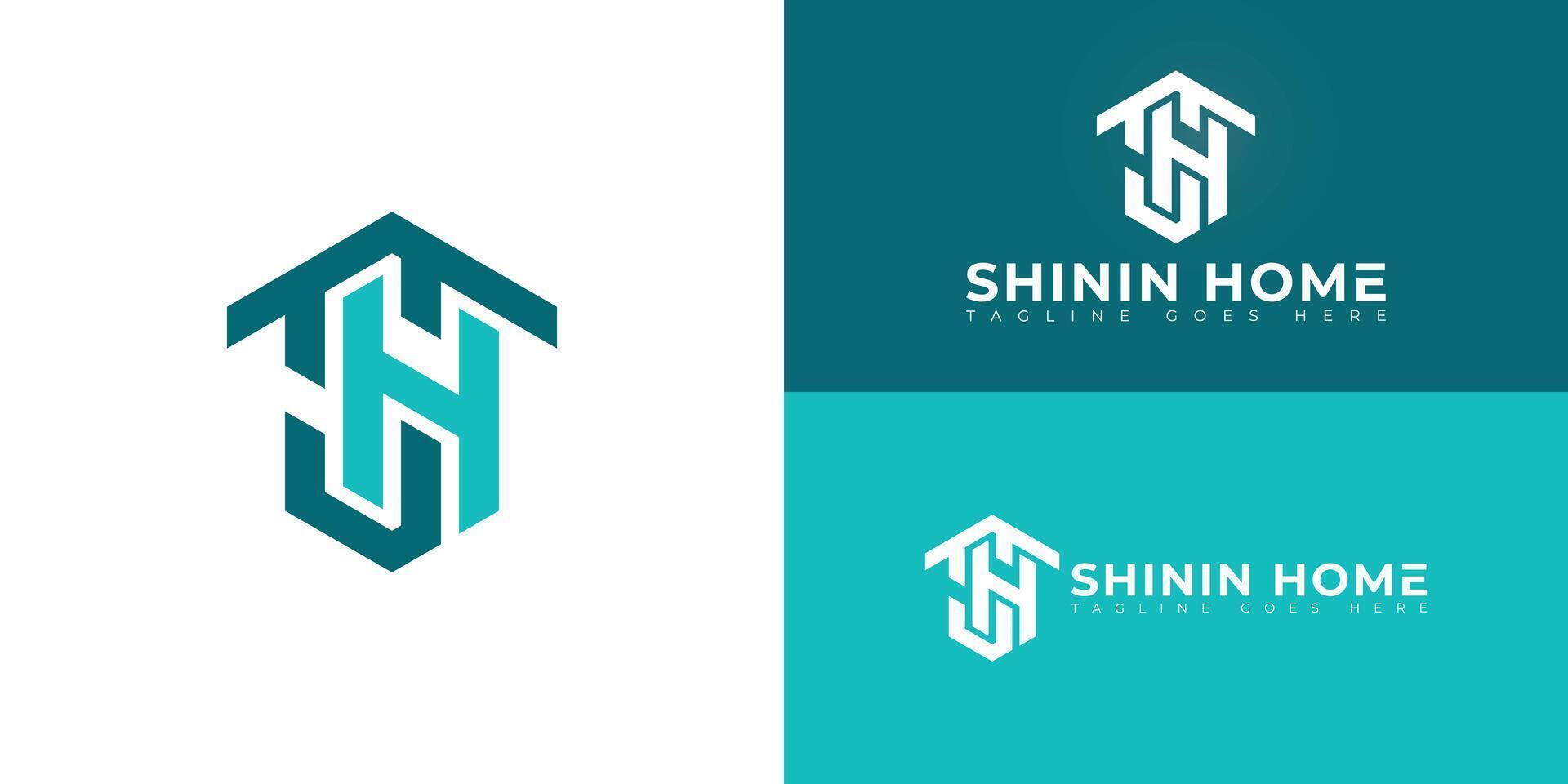 Abstract initial hexagon letters SH or HS logo in blue color isolated on multiple background colors. The logo is suitable for electricity construction logo design illustration inspiration vector