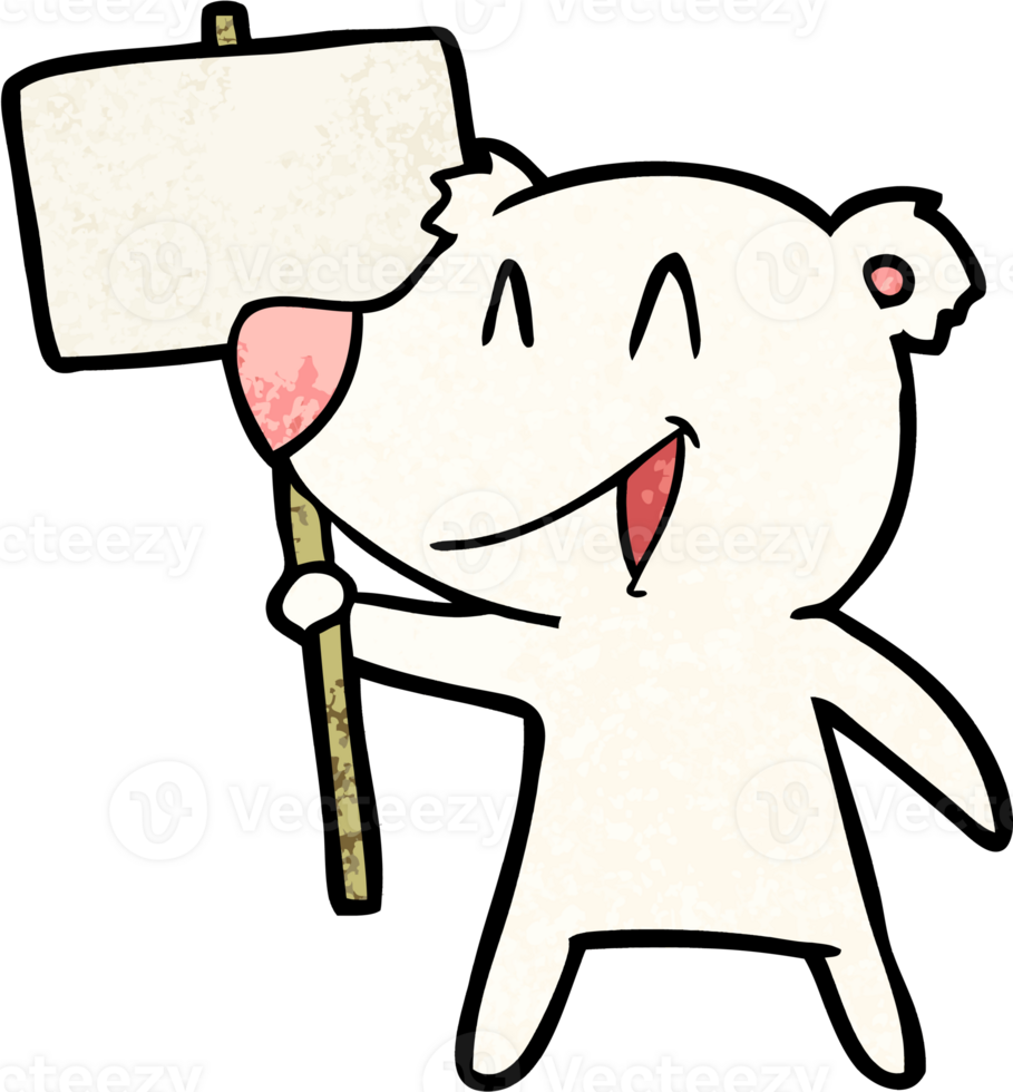 polar bear with protest sign cartoon drawing png