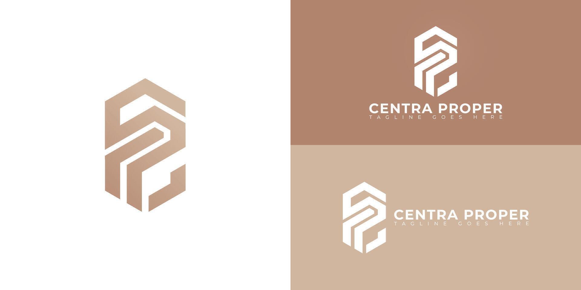Abstract initial hexagon letters CP or PC logo in gold color isolated on multiple background colors. The logo is suitable for property management company logo design illustration inspiration vector