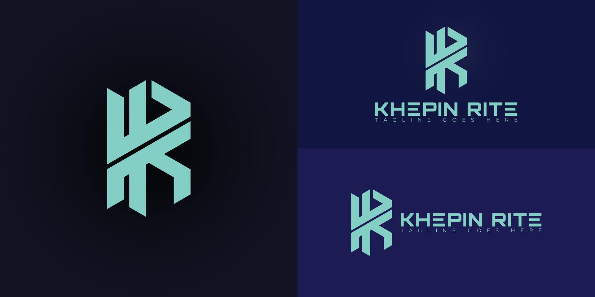Abstract initial hexagon letters KR or RK logo in green color isolated on multiple background colors. The logo is suitable for internet and technology logo design illustration inspiration vector