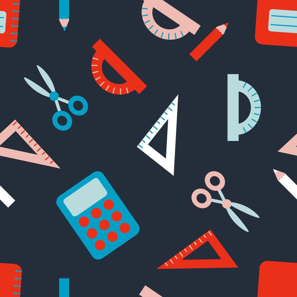 Technical drawing and drafting elements seamless pattern. Perfect print to fabric, textile, paper, card. Hand drawn illustration. vector