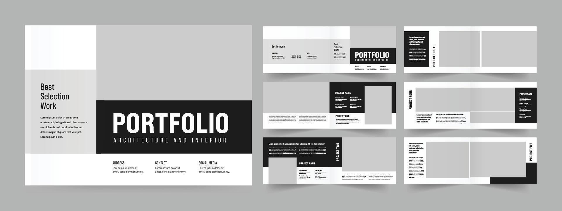 landscape architecture portfolio template and real estate brochure design. vector