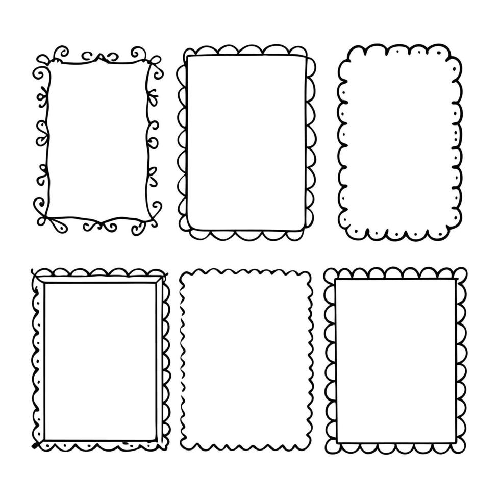 Hand drawn doodle frames collection vector