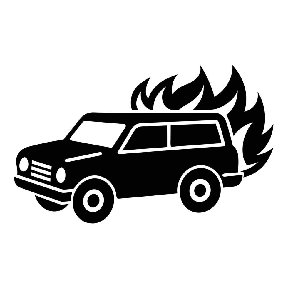 Adventure car with fire flame set collections white background vector