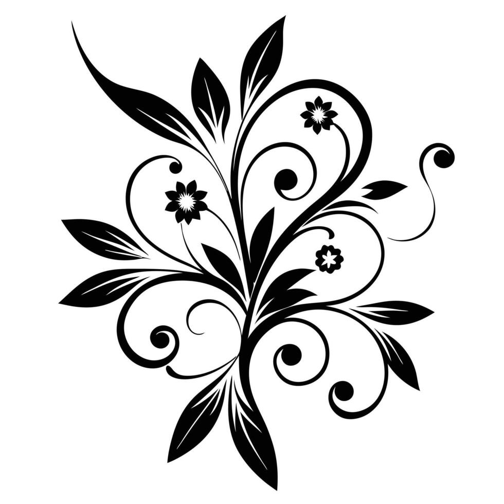 Decorative floral design isolated white background vector