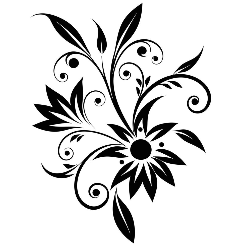 Decorative floral design isolated white background vector