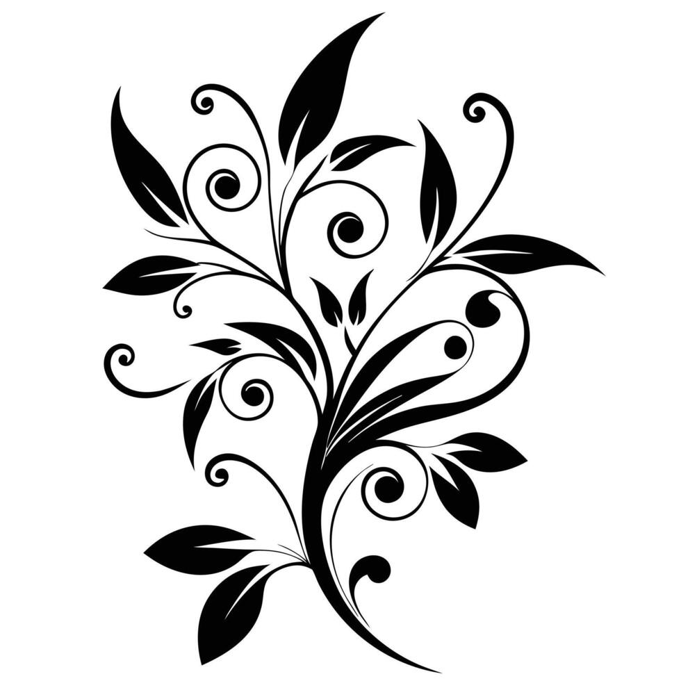 Decorative floral design isolated white background vector