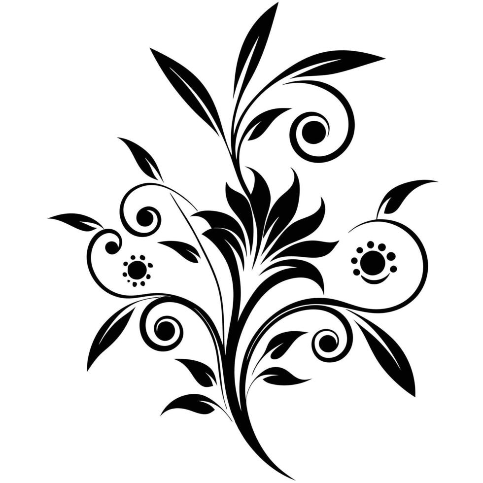 Decorative floral design isolated white background vector