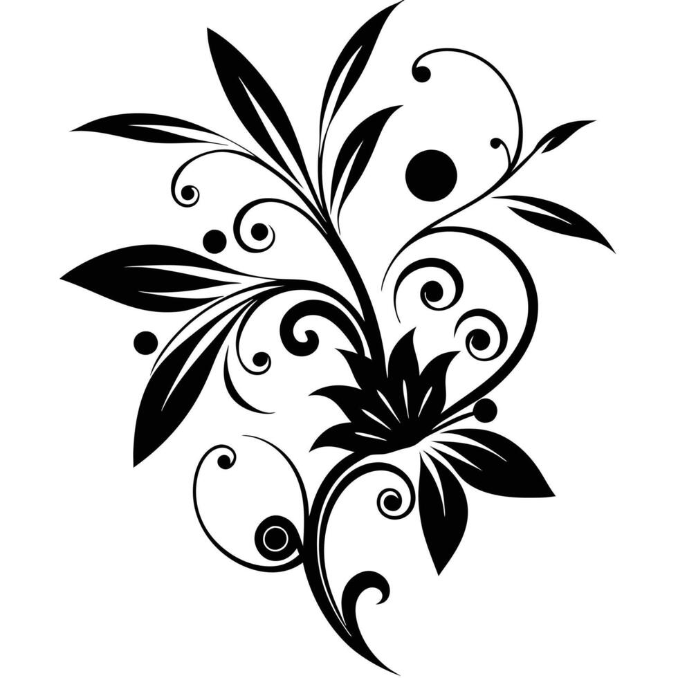 Decorative floral design isolated white background vector