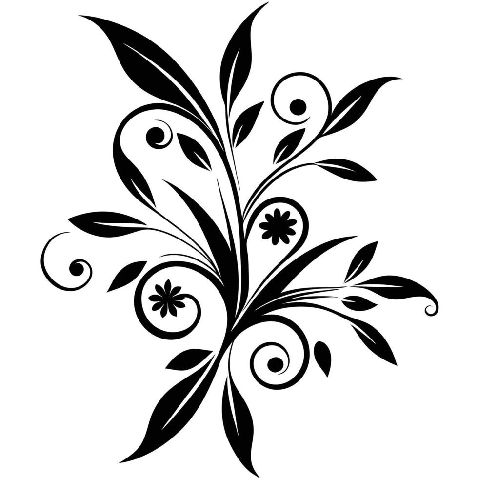 Decorative floral design isolated white background vector