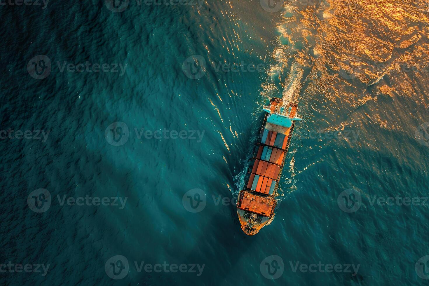 A large ship is sailing through the ocean photo
