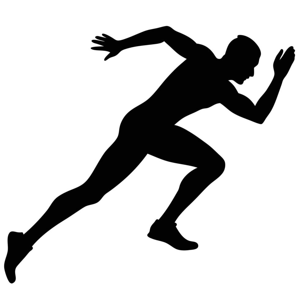 Running man silhouette right side vector