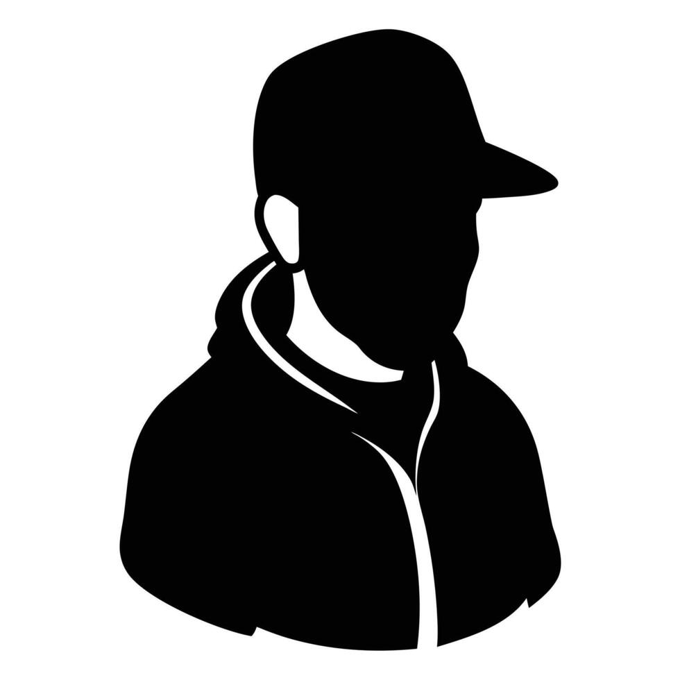 Hand drawn rapper silhouette illustration simple and minimal vector