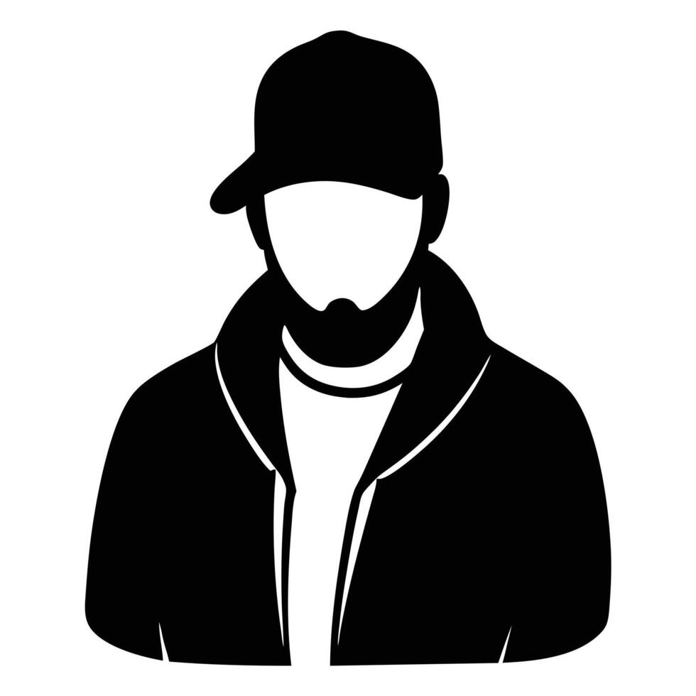 Hand drawn rapper silhouette illustration simple and minimal vector