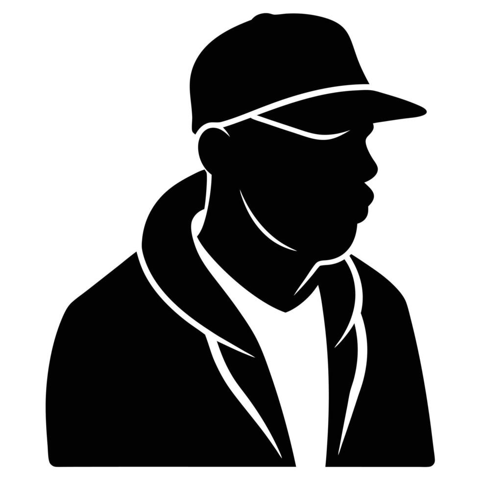 Hand drawn rapper silhouette illustration simple and minimal vector