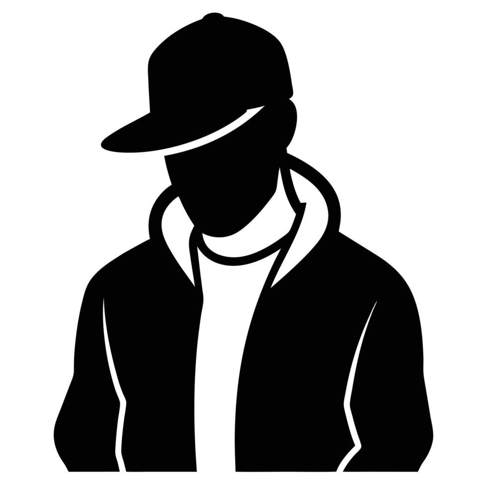 Hand drawn rapper silhouette illustration simple and minimal vector