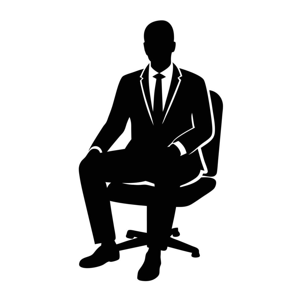 A Professional business man sitting on chair silhouette vector