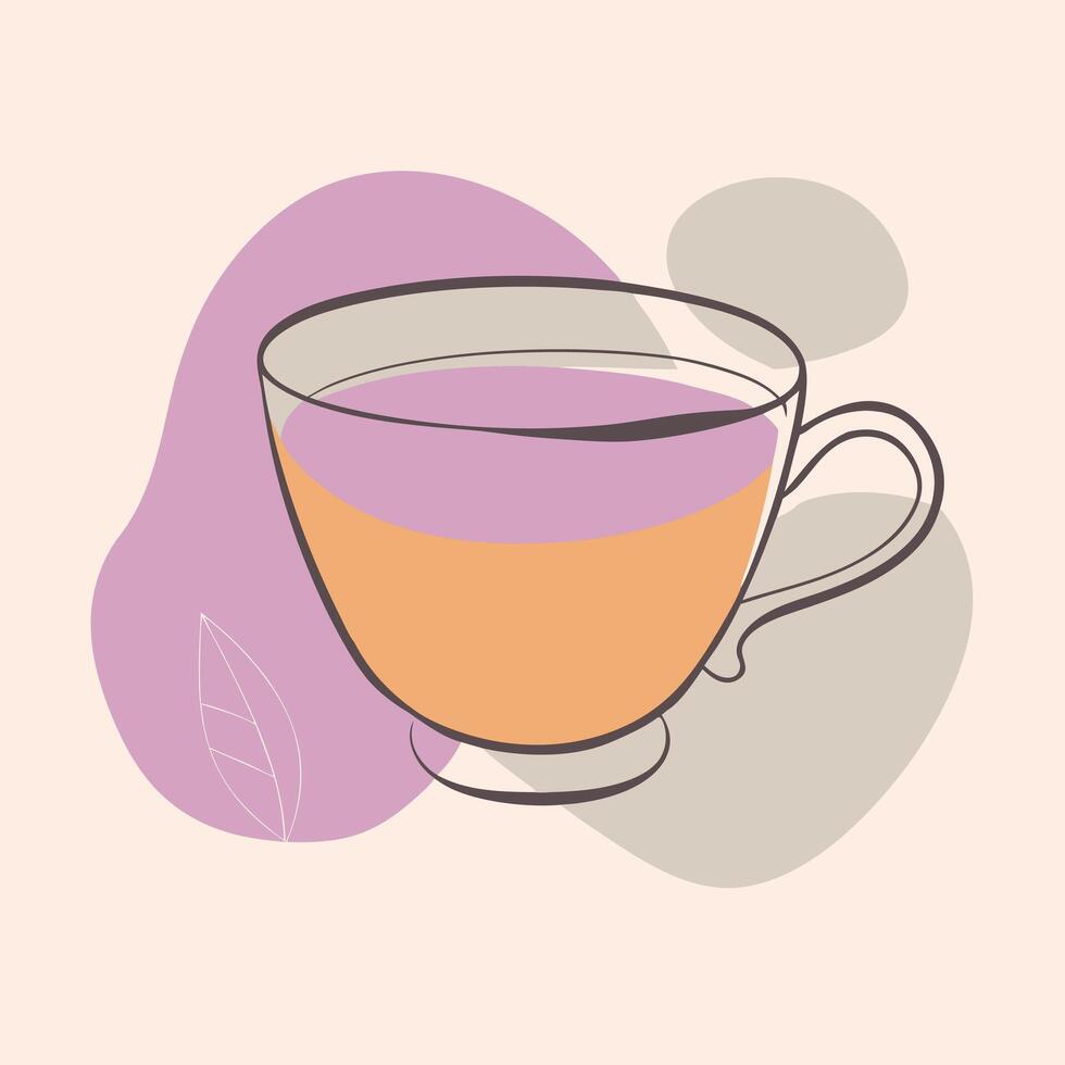 Tea cup simple and minimal sketch illustration vector