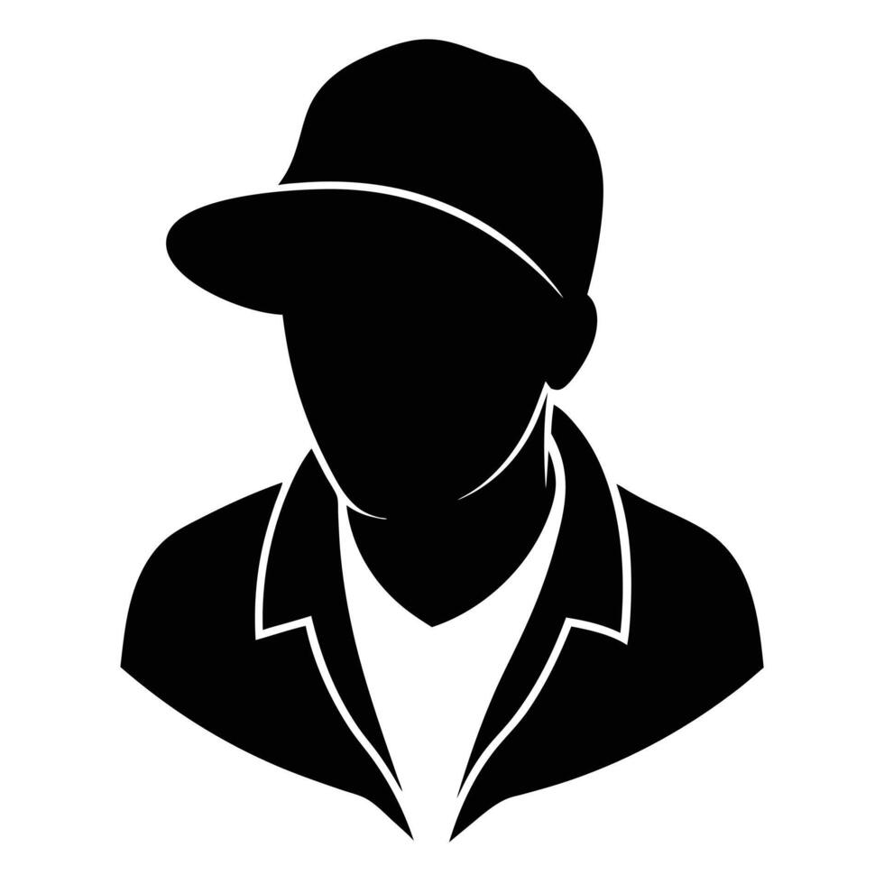 Hand drawn rapper silhouette illustration simple and minimal vector