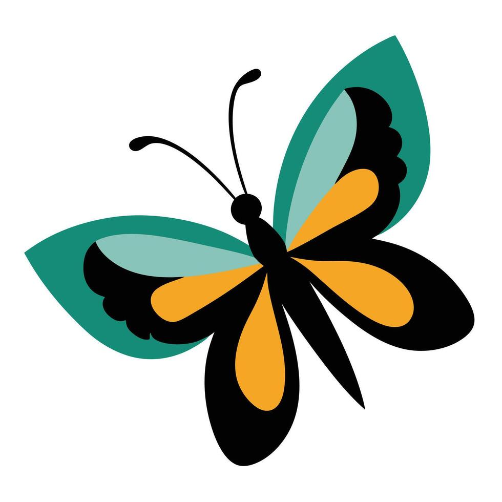 Flying butterfly sketch art illustration isolated vector