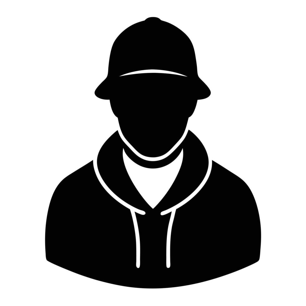 Hand drawn rapper silhouette illustration simple and minimal vector