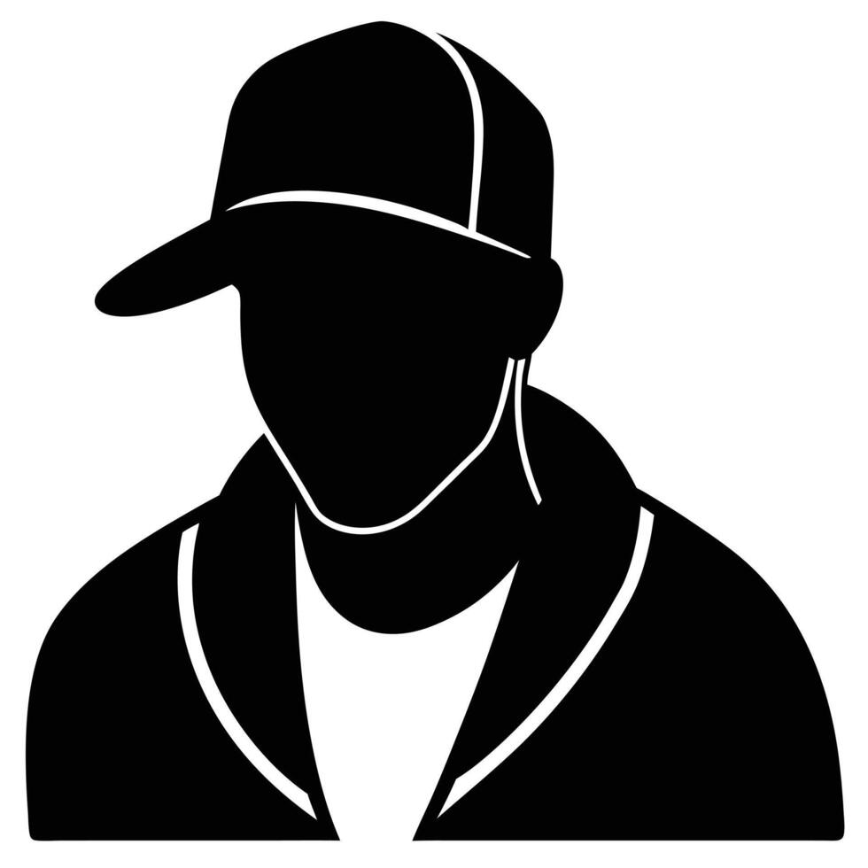 Hand drawn rapper silhouette illustration simple and minimal vector