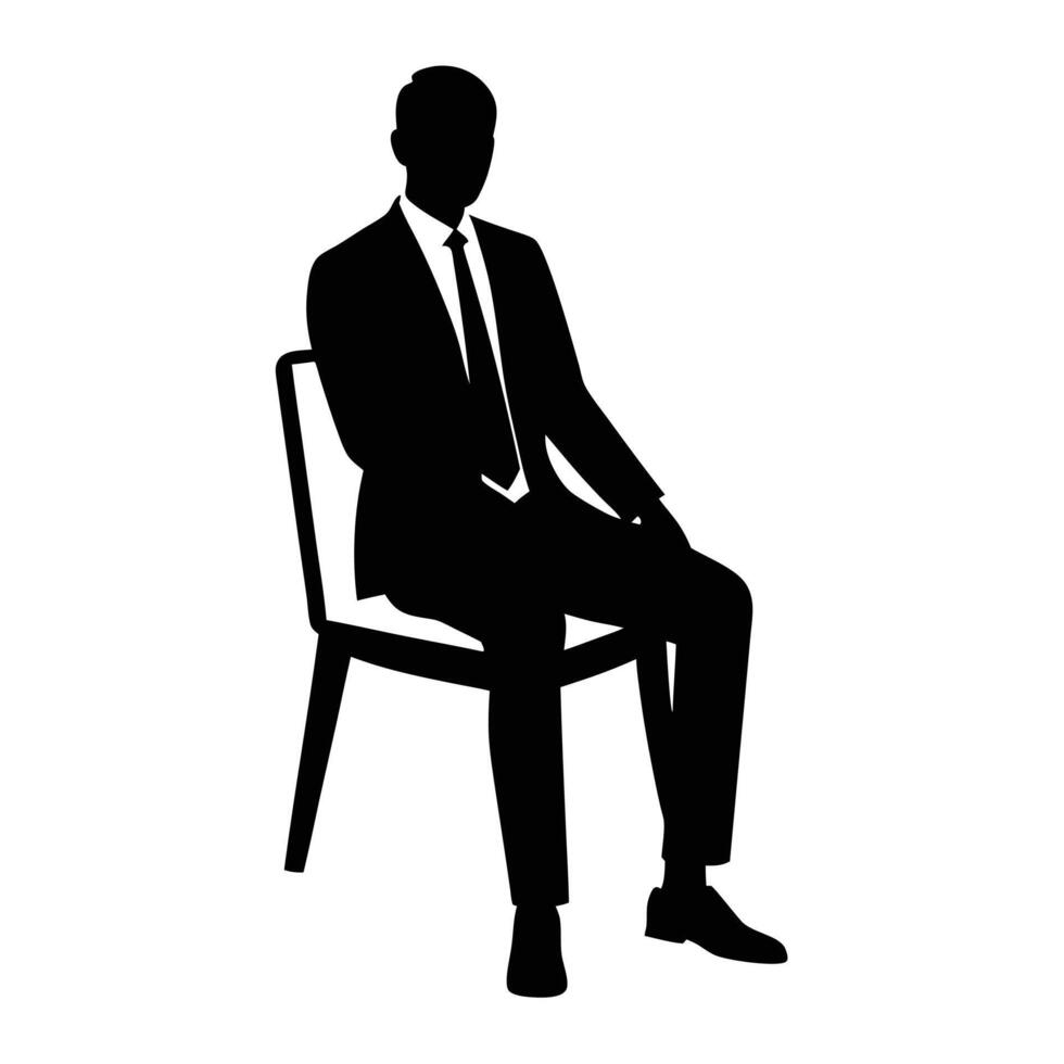 A Professional business man sitting on chair silhouette vector