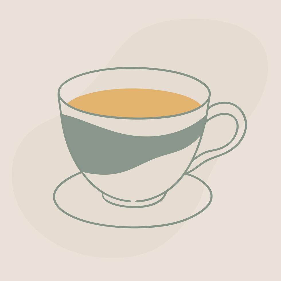 Tea cup simple and minimal sketch illustration vector