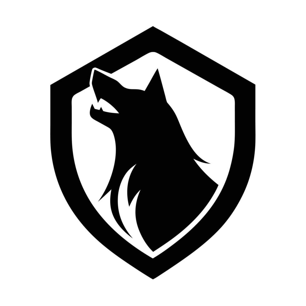 Wolf Howling Emblem Logo silhouette, black color silhouette vector