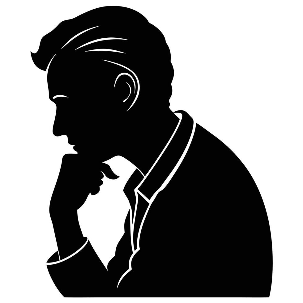 A man Thinking silhouette, silhouette, black color, tension man, white background vector