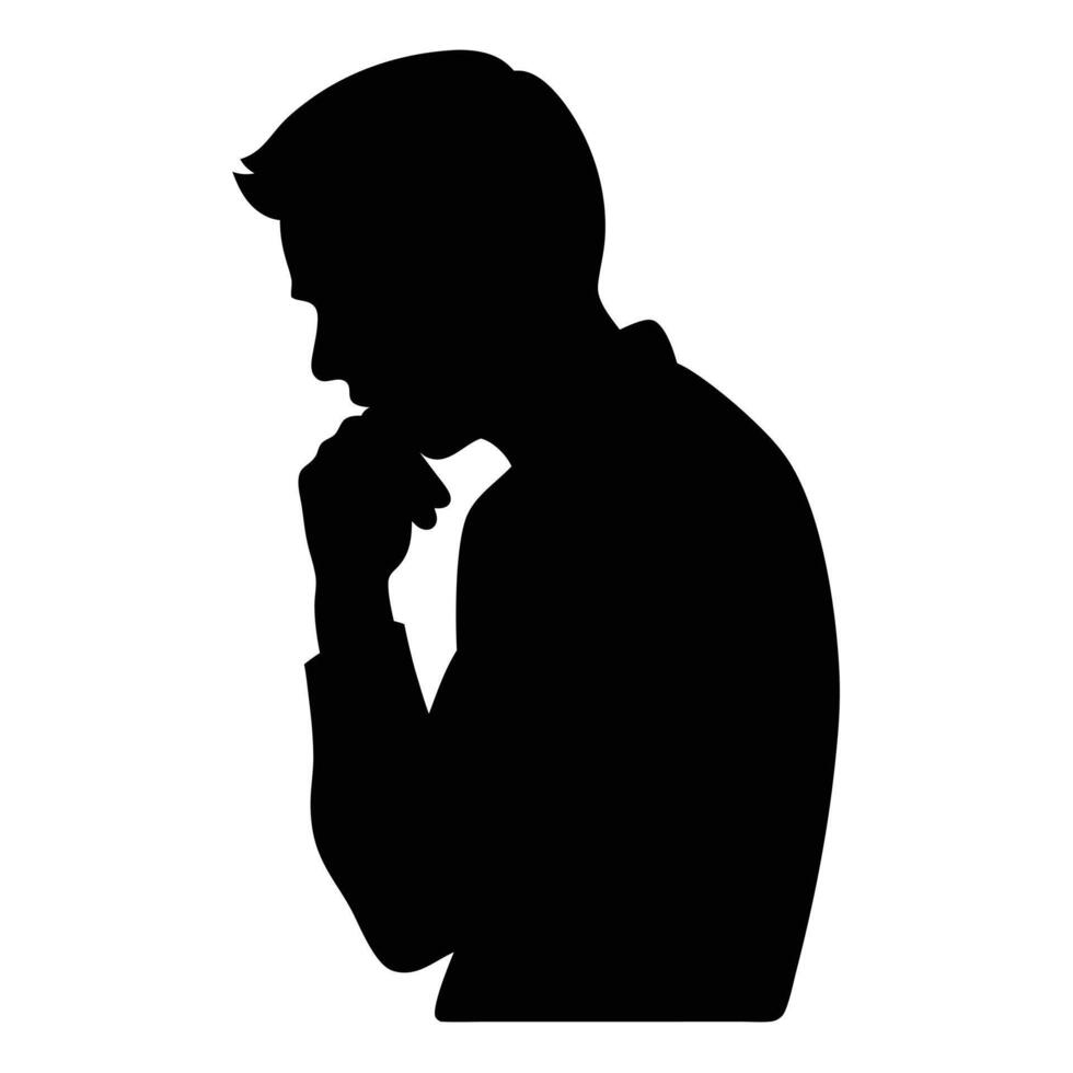 A man Thinking silhouette, silhouette, black color, tension man, white background vector
