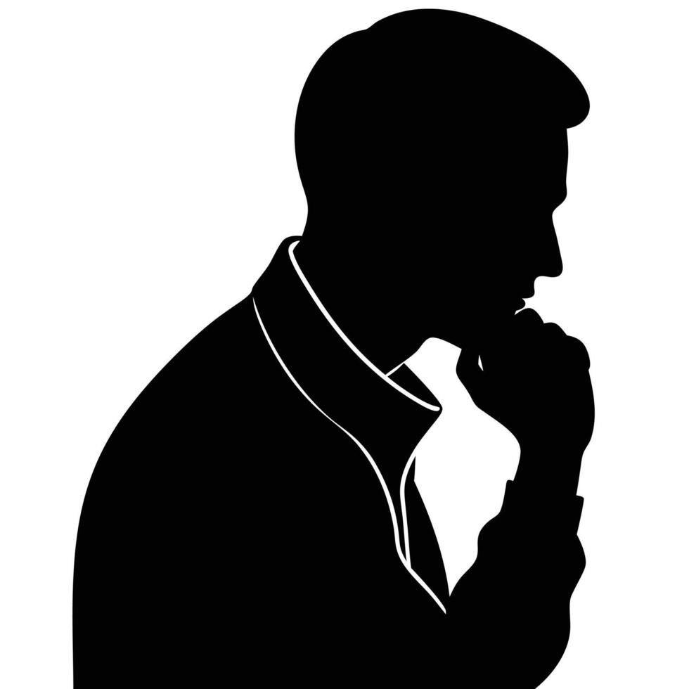 A man Thinking silhouette, silhouette, black color, tension man, white background vector
