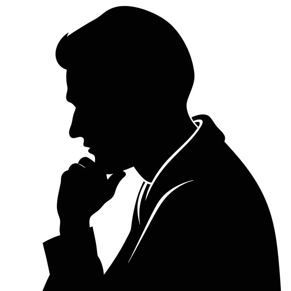 A man Thinking silhouette, silhouette, black color, tension man, white background vector