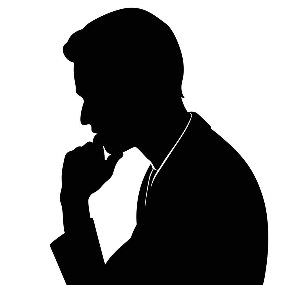 A man Thinking silhouette, silhouette, black color, tension man, white background vector